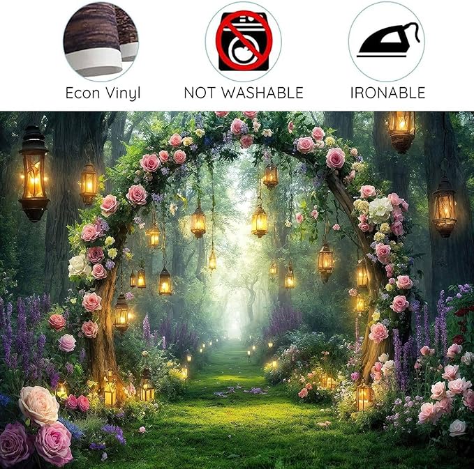 5x3ft Purple Flower Wedding Photography Backdrop Lavender Floral Enchanted Forest Fairytale Bridal Backdrop Anniversary Birthday Baby Shower Girl Party Banner Photo Booth Props Wonderland Background
