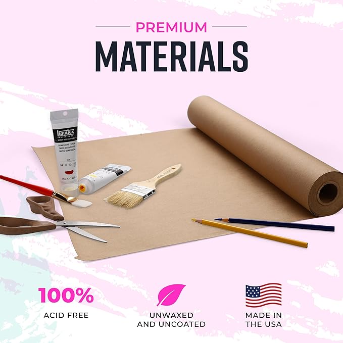Bryco Goods (Pack of 2) Kraft Paper Roll - Brown - 18" x 2100" (175') - USA Made - Suitable for Packing - Moving - Shipping - Crafts - Wall Art - Bulletin Boards - Floor Covering - Table Runner