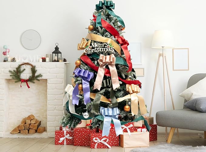 Black Satin Ribbon Double-Faced Wired Ribbons for Gift Wrapping Flower Bouquet Bows Wedding Invitation Christmas Decor Crafts 2-1/2 Inch 10 Yards