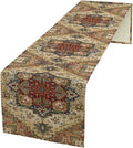 Boho Bohemia Style Table Runner, Vintage Yellow Brown Retro Flower Rustic Country Style Floral Print Pattern for Home Kitchen Table Decor Dining Coffee Room Garden Party Decor 13x108in