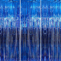 GOER 3.2 ft x 9.8 ft Metallic Tinsel Foil Fringe Curtains Party Photo Backdrop Party Streamers for Birthday,Graduation,New Year Eve Decorations Wedding Decor (Navy Blue,3 pcs)