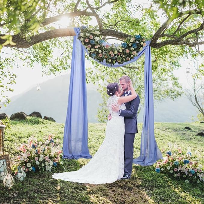 Periwinkle Color Wedding Arch Draping Fabric 20 Ft Wedding Arch Drapes 2 Panels Ceiling Draping Chiffon Wedding Arch Drapery Wedding Party Ceremony Arch Stage Decoration