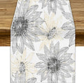 Chrysanthemum Vintage Floral Table Runner, Elegant Grunge Green Sunflower Spring Summer Elegant Pattern Artichokes Flower Table Runner for Party Kitchen Dining Living Room Decor, 13x90 Inch