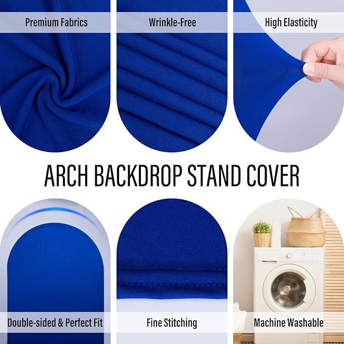 LEBENGURU Upgraded 5FT Wedding Arch Cover, Royal Blue Spandex Fitted Arch Backdrop Cover, Round Top Chiara Stand Covers for Birthday Party Baby Shower Banquet Balloon Décor