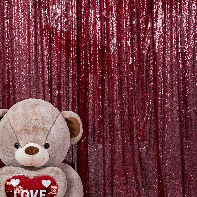 JYFLZQ Burgundy Sequin Backdrop Curtains 6ft x 8ft 1 Panel Glitter Photo Booth Backdrops Sparkly Photography Background Drapes for Parties Wedding Bridal Showers