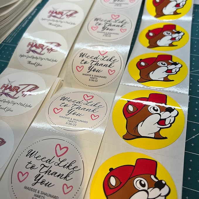 150 Custom Circle/Square BOPP Roll Labels- Personalized Stickers for Business Logo, Party, Wedding Favor, Baby Shower-Any Design Text + Image, Matte/Gloss Finish (2 Inch Circle)