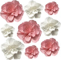 BRT Bearingshui Crepe Paper Flowers Decoration for Wall Total 9 Pcs, Artificial Flowers Backdrop for Wedding Decor Baby Bridal Shower Birthday Party, Pink and White 3D Wall Flowers Decor