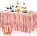 3 Pack 29x108 Inch Rose Gold Foil Fringe Table Skirts Metallic Banner for Tinsel Streamer Garland Backdrop for Parade Floats Wedding Thanksgiving Birthday Christmas Halloween Party Decoration
