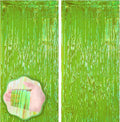 2 Pack 3.3x8.2 Feet Neon Green Foil Fringe Backdrop Curtains, Tinsel Streamers Birthday Party Decorations, Fringe Backdrop for Graduation, Baby Shower, Gender Reveal, Disco Party