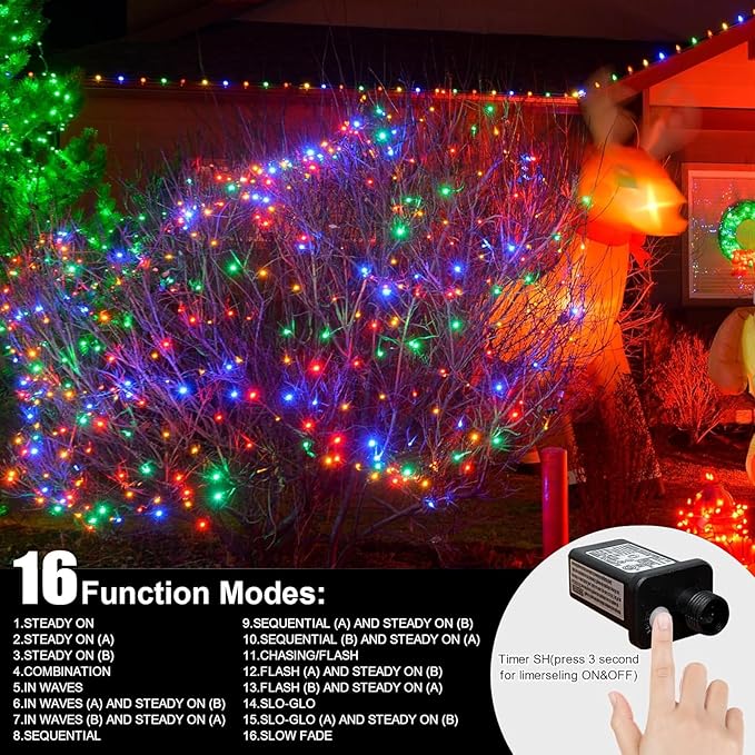 LAMPHOME 100 LED Easter String Lights, 33 FT Colorful Connectable Waterproof String Lights Clear Wire with 11 Modes, Easter Decorations for Indoor Outdoor Party Yard Garden (Multicolor)