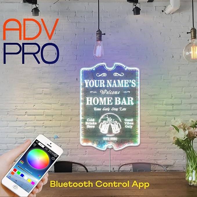 ADVPRO Personalized Your Name Home Bar RGB Dynamic Glam LED Sign - Cut-to-Edge Shape - Smart 3D Decoration - Multicolor Signage st06s32-fnd-p11c-tm-c