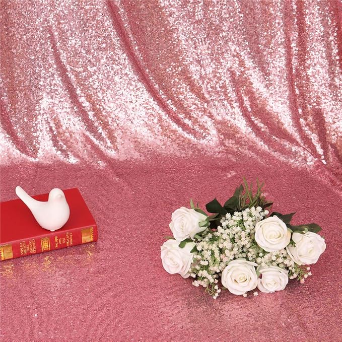 Eternal Beauty Fuchsia Pink Sequin Backdrop, 8x8 Ft Glitter Background Curtains for Shimmer Photography Party Wedding Birthday Back Drop Decor