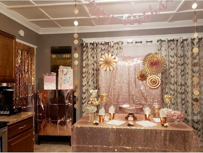 Poise3EHome 6FT x 8FT Sequin Photography Backdrop Curtain for Party Decoration, Rose Gold