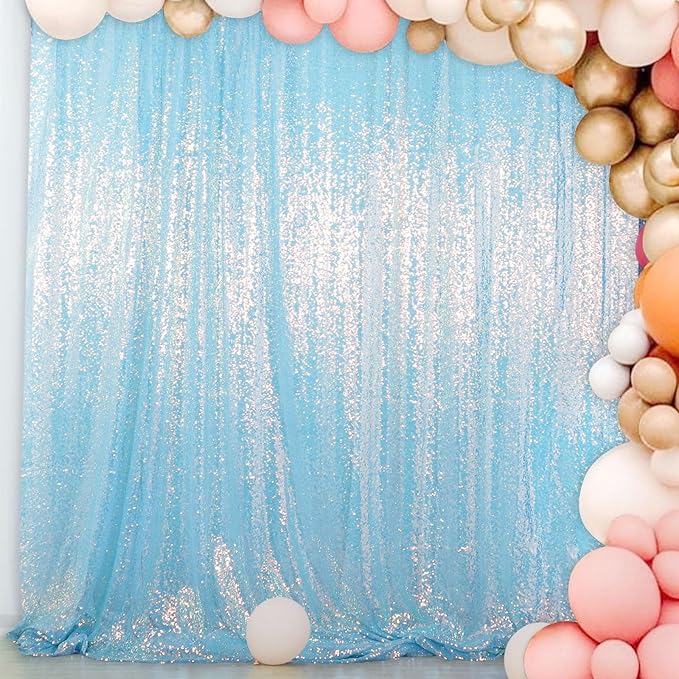 ShiDianYi Iridescent Aqua Sequin Backdrop for Photograph Birthday Backdrop Glitter Back Drop Aqua Blue Backdrop Curtain Christamas Mermaid Party (4FTx6FT)
