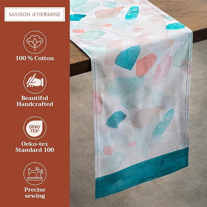 Maison d' Hermine Table Runner 100% Cotton Double Layer Table Runners 72 inches Long Decorative for Home Kitchen Dining Party Wedding Bridal Shower Spring Summer (Summer Picnic, 14.50" x 72")