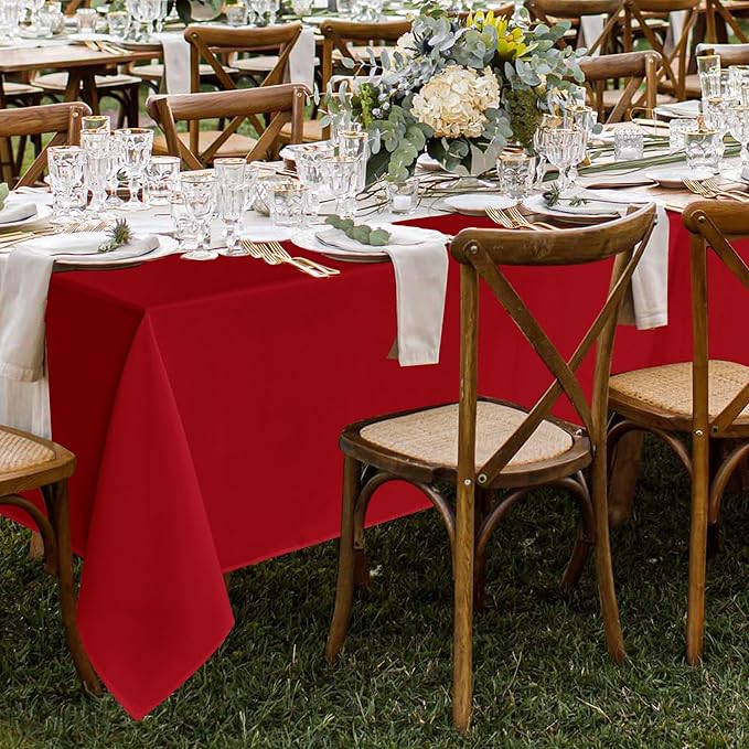 Fitable 8 Pack Table Cloth Rectangle Table: Stain and Wrinkle Resistant Tablecloth Rectangular, Washable Polyester Tablecloths for Wedding Christmas Party Dining Banquet Event(Red, 70x120 Inch)