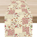 Patchwork Table Runner, Boho Vintage Pink Wildflowers Bohemian Paisley Flower Farmhouse Table Center Decor for Home Kitchen Dining Patio Holiday Party Indoor Outdoor Table Decorations, 13"x90" Inch