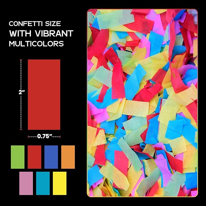 Ultimate Confetti, Multicolor Biodegradable Confetti - Rectangular Fluttering Tissue Paper Confetti for Cannon and Launcher use – Best for Gender Reveal, Parties, Concerts and Weddings - 20 lb, 320 oz
