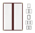 Goodsmart Restaurant Menu Covers - 25 Pack Burgundy 2 Pages / 4 Views 4.25" x 14", Top-Loading Vinyl Menu Holders with Clear Sleeves, Double-Stitched Edge, Leather-Style Café Covers with Gold Corners
