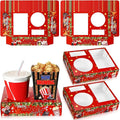 Faccito 36 Pcs Movie Night Snack Trays Movie Theater Snack Boxes Night Supply Disposable Paper Holder Tray for Popcorn Food Candy Drink Party 8 x 6 Inch(Red Green,Holly Style)