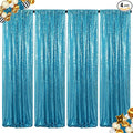 ShinyBeauty Sequin Backdrop Curtains 4 Panels Aqua 2FTx8FT Sequin Fabric Photo Backdrop Curtains Turquoise Glitter Curtains for Party