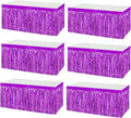 6 Pack 29x108 Inch Metallic Foil Fringe Tinsel Table Skirts Banner for Rectangle Tables Streamer Garland Curtains Backdrop for Wedding, Birthday, Parade Floats, Halloween Party Decoration(Purple)