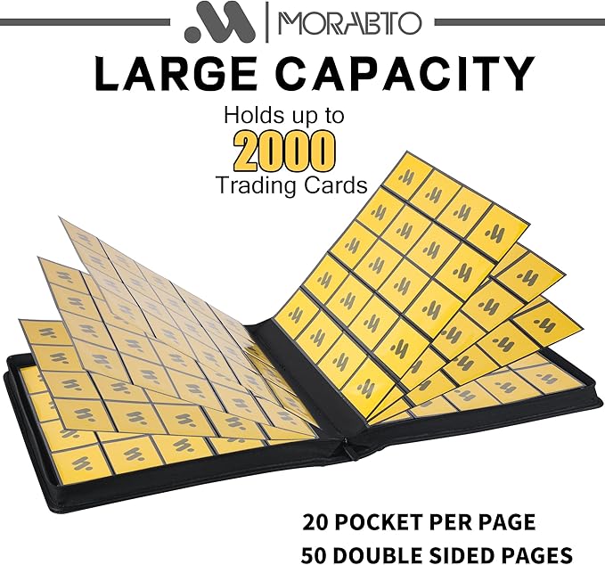 Card Binder 20 Pocket,Trading Card Binder Holds up to 2000 Cards with 50 Sleeves,Zipper Card Holder Album Compatible with TCG Card/Game Cards/Sports Card