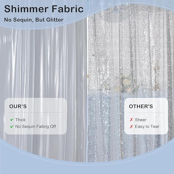 20x10 ft Wrinkle Free Silver Sequin Backdrop Curtain for Parties,Thick Not Fall Glitter Wedding Drapes Backdrop,4 Panels 5x10ft Shimmer Photo Wall Back Drop Cloth for Birthday Photography Background