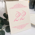 Paisley Wedding Table Numbers (Select Color/Quantity), Champagne, Pink, 1-200, Double Sided, Tent or Use in a Stand, Great for Parties & Restaurants - Made in the USA