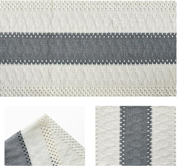 Artoid Mode Dark Grey Farmhouse Rustic Table Runner, Seasonal Holiday Hollow Kitchen Dining Table Decoration for Home Party Decor 12x36 Inch