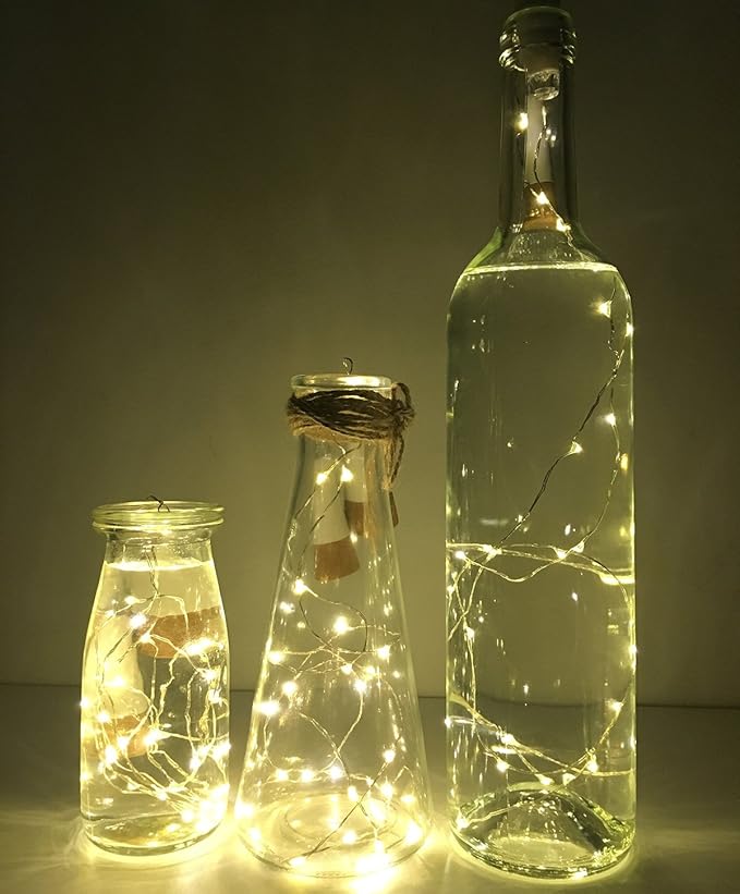 NeoJoy Rechargeable Wine Bottle Lights, LED Cork Lights USB Fairy String Lights Parties Decoration, Warm White