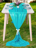 MDS Halloween Chiffon Table Runner - 5 Pack, 29 x 170 Inches, 14ft Each - Sheer Spooky Table Runners for Haunted House Parties, Trick-or-Treat Tables, Witchy Décor, Wedding & Events - Peacock Blue