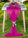 MDS 20 Pack 10ft Chiffon Table Runner 29 x 120 Inches Sheer Wedding Runner Romantic Rustic Table Runner for Wedding Decorations, Birthday Parties, Bridal Shower Party Arch Decor - Magenta