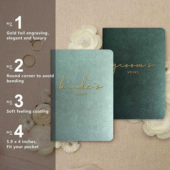 Vow Books His and Hers Wedding Vow Books Bride and Groom Vow Books Wedding Essentials Wedding Accessories(XZ-GB-Sage)