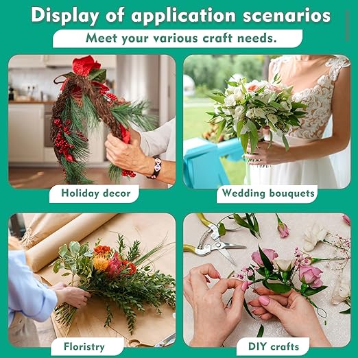 Floral Tape, 1/2inch Flower Tape, Green Flower Tape for Bouquet Stem Wrap Floral Arranging Craft Projects Corsages, Wedding Bouquet