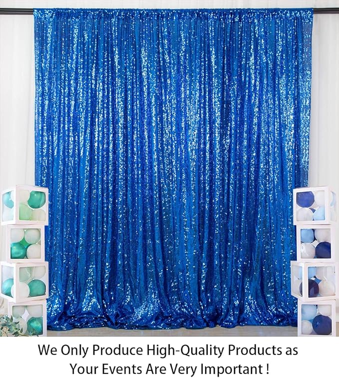ShinyBeauty 20ftx10ft Sequins Fabric Backdrop Curtain-Royal Blue