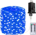 66Ft 200LED Fairy Lights Plug in, Waterproof String Lights Outdoor and Indoor 8 Modes Christmas Lights Bedroom Decor with Remote, Twinkle Lights with Timer for Girl's Room Christmas Decorations (Blue)