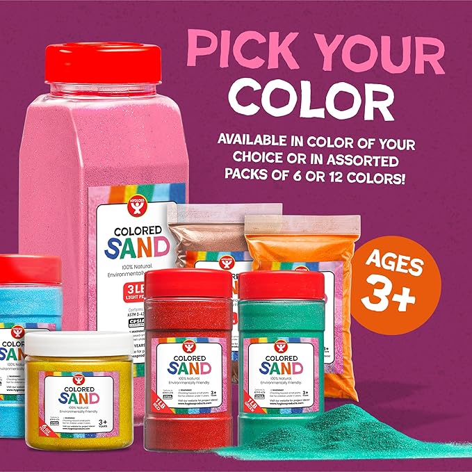 Hygloss Colored Sand for Crafts - 15 lb Bottle, Pastel Rainbow - Vibrant Colorful Fine Sensory Play Sand Art Kits for Kids - Classroom Activities for Children 3 4 5 6 7 8 9 10 11 12 - Safe for Ages 3+