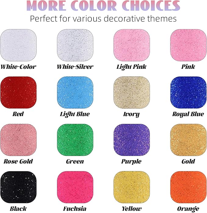 Glitter Tulle Rolls 6” by 50 Yards Sparkle Tulle Fabric Ribbon Sequin Tulle Netting Rolls for DIY Tutu Skirt Wedding Birthday Party Decoration (Fuchsia)