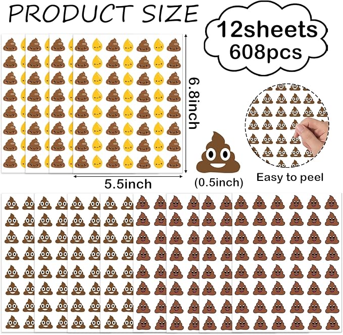 Stickers for Potty Training, 608 Pieces Sticker Party Favor Decorations Journal Teachers Scrapbooking Kids Party Supplies
