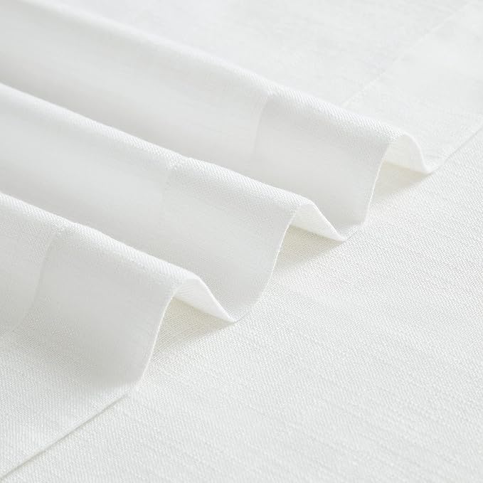 Vision Home White Pinch Pleated Semi Sheer Curtains Textured Light Filtering Window Curtains 108 inch for Living Room Bedroom Patio Rayon Blended Pinch Pleat Drapes with Hooks 1 Panel 80" Wx108 L