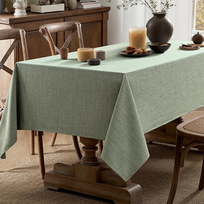MIULEE Sage Green Linen Tablecloth 60x104 Inch Rectangle Table Cloth Waterproof,Stain Resistant & Wrinkle Resistant for Dining Party Wedding