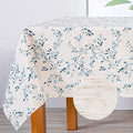 Mysky Home Rectangle Table Cloth 60x120 Inch - Spring Summer Floral Tablecloth, Waterproof Linen Fabric Oblong Table Cloth for Kitchen Dining Tablecloth for 6 Feet Table Blue, Small Blue Flower Design