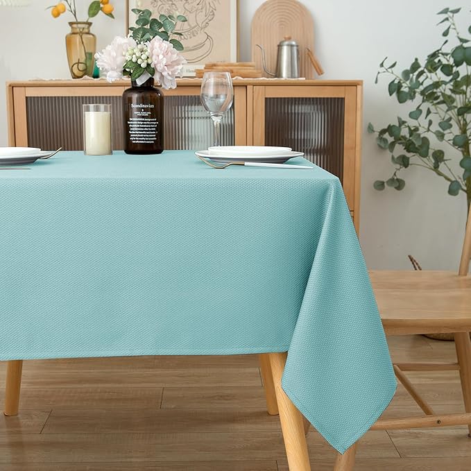 Biscaynebay Tablecloth for Rectangle Tables-60x84 Inch Aqua Blue Outdoor Picnic Table Cover-Rectangular Folding Table Cloths Water Resistant for Kitchen Camping Dining Room Patio Banquet Party