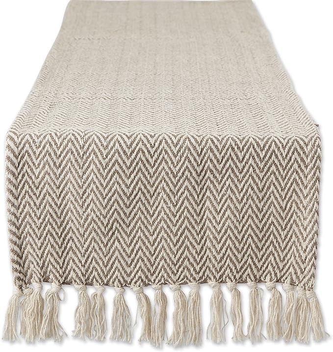DII Woven Basic Tabletop Collection, Chevron Table Runner, 15x108, Dark Brown