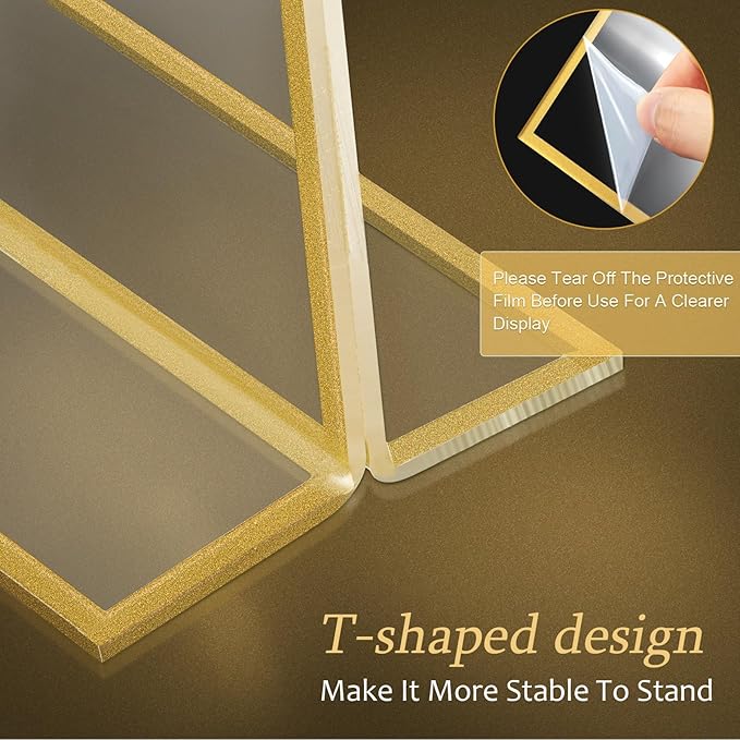 Hoteam 24 Pack 7 x 5 Clear Acrylic Sign Holder with Gold Borders, Gold Picture Frame, Double Sided Wedding Table Number, Acrylic Menu Stands for Wedding Table, Restaurant Sign, Photos Display