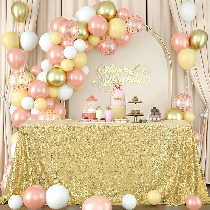OQSQ Gold Sequin Tablecloth - 60x102 inch, Glitter Tablecloth, Sparkle Sequence Table Cover for Wedding,Birthday Party,Bridal Shower Decorations