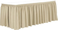 Ultimate Textile Pleat Polyester Fabric Table Skirt - Machine Washable Flame Resistant with Clips for Events, Weddings & Trade Shows, Cut & Sewn in Paterson, NJ - Tan, 17' Shirred Pleat
