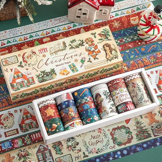 20 Rolls Christmas Theme Washi Tape Set, Writable Decorative Tapes for Scrapbooking, Bible Journaling, Bullet Journaling, 0.6"x79" per Roll