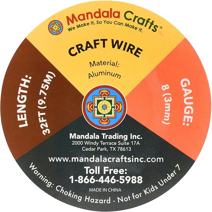Mandala Crafts 8 Gauge Anodized Aluminum Craft Wire for Jewelry Making - 32 FT Colored Flexible Kelly Green Wire - Bendable for Bonsai Armature Crafting Sculpting